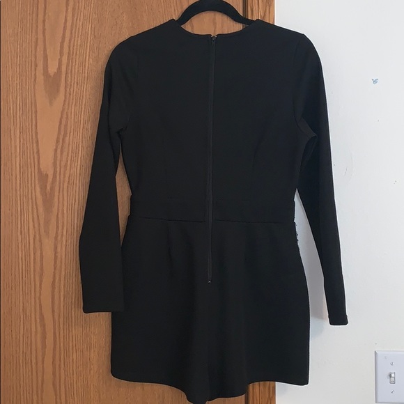 Charlotte Russe black deep V long sleeve romper - Picture 4 of 4
